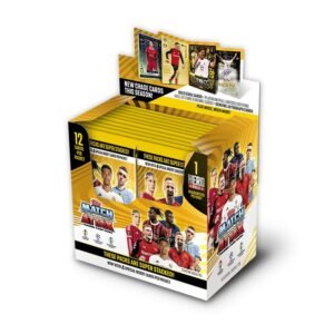 Topps Match Attax 2024/25 booster pack hel box eller låda innehållande 24 förpackningar med 12 fotbollskort i varje